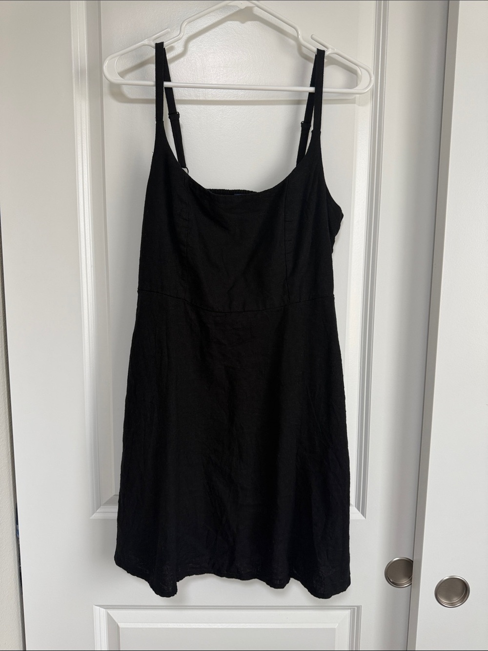Black Dress Linen Adjustable Straps Summer LBD